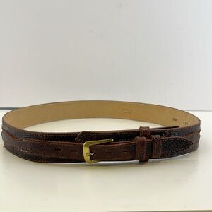 Vintage Tony Lama Genuine Brown Lizard Belt w/ Brass Buckle - Women’s Size 34
